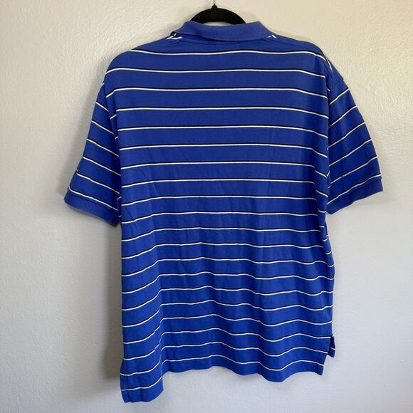 Polo Ralph Lauren Short Sleeve Collared Blue White Striped Yellow Pony Shirt L - Picture 4 of 6